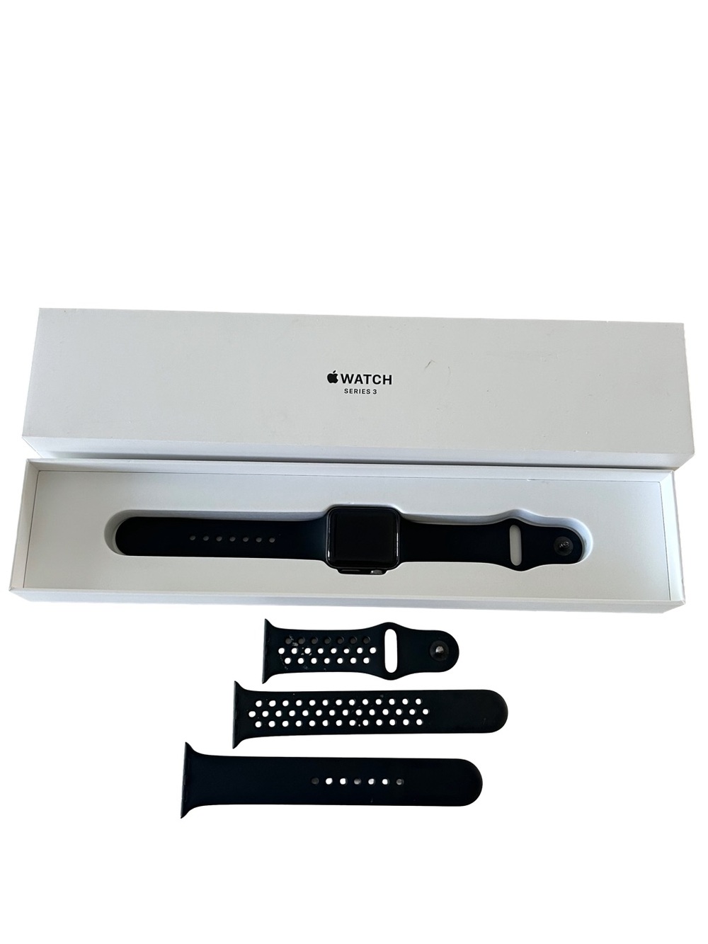Apple Watch Series 3 - 38mm Space Grey Black Sport Band & Extra Nike band